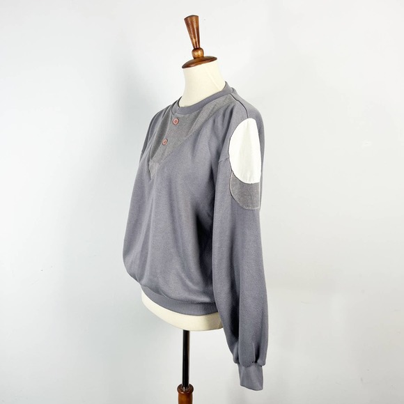 Vintage 80s 90s Ground Rules Grey Sweatshirt White Accent Patches Size Large - Picture 6 of 6
